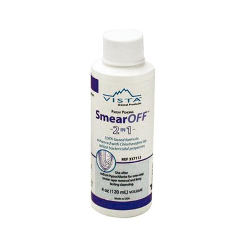 Vista Dental 317112 SmearOFF 2-in-1 EDTA Based Solution 120 mL Bottle Vista Dental 317112 SmearOFF 2-in-1 EDTA Based Solution 120 mL Bottle